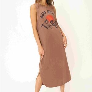 NWT Project Social T Brown Graphic Midi Dress